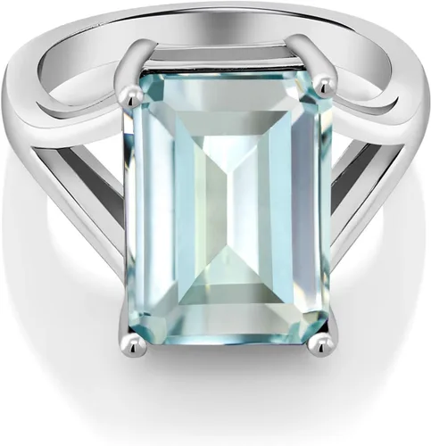 Miniatura 27 de Gem Stone King Anillo de compromiso solitario con piedra preciosa de corte esmeralda de 0.551 x 0.394 in para mujer, plata de ley 925, anillo