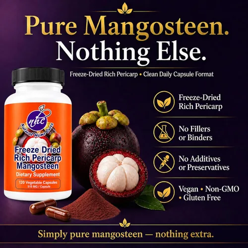 Miniatura 2 de Cápsulas liofilizadas de pericarpio de mangostán, polvo de cáscara de fruta entera, soporte antioxidante, 515 mg, 120 cápsulas veganas (paquete de 1)