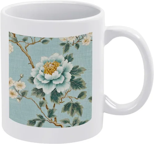 Miniatura 9 de Chinoiserie Blue Peony Flower Mugs Botanical Peony Garden Illustration 11 Oz Tea Cup Mother's Day Christmas Birthday Gift For Mom