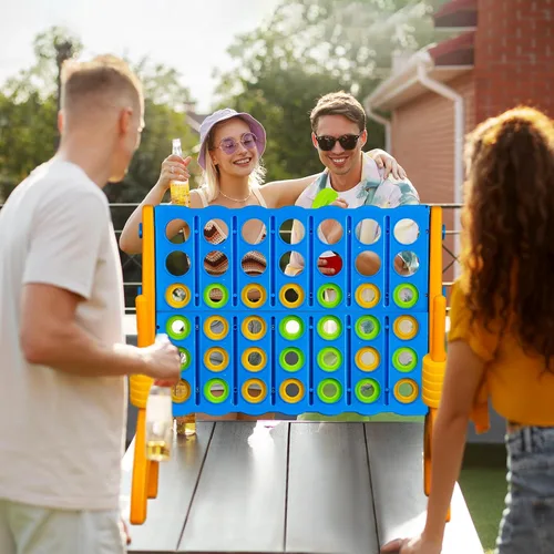 Miniatura 8 de Ayeboovi - Juego gigante de 4 en fila, juego de patio Jumbo de 4 a puntuación para niños y adultos, juego de conexión familiar para fiestas