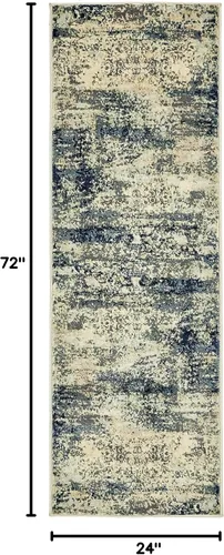 Miniatura 2 de Unique Loom Mystic Collection - Alfombra Sena (2 pies x 6 pies, color azul marino/beige)