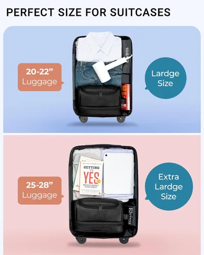 Miniatura 4 de Elviros - Neceser de aseo personal para hombre, organizador de viaje de cuero PU, con gancho para colgar, bolsas de afeitado para el baño de gran