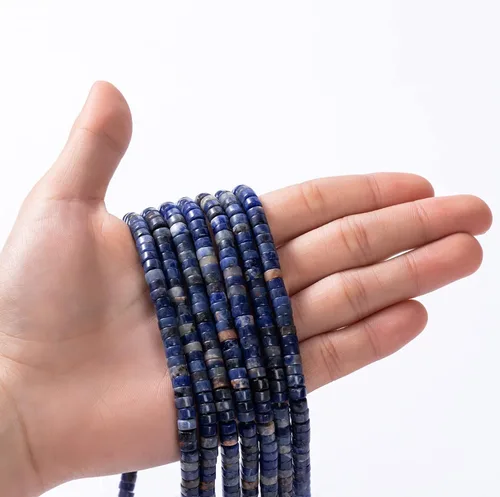 Miniatura 2 de Abalorios de piedra de sodalita azul natural espaciadores 6x3mm 38cm/str Redondos planos sueltos semi piedras preciosas para hacer pulseras