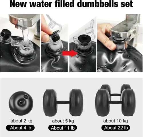 Miniatura 3 de Water Filled Dumbbells Set - Water Filled Weights - Portable Travel Weights - Weights Adjustable Dumbbells