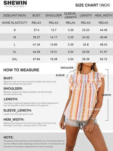 Miniatura 6 de SHEWIN Camiseta sin mangas de verano para mujer, cuello redondo, casual, con volantes