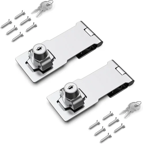 Miniatura 27 de Cerradura de cerrojo con llave de 2.5 pulgadas para armarios y puertas pequeñas, diseño de perilla giratoria, aleación de zinc resistente con hierro
