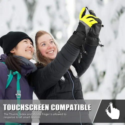 Miniatura 10 de MCTi Guantes de esquí, impermeables, para snowboard y nieve, 3M, Thinsulate, para clima frío, para mujer, para invierno, con pantalla táctil