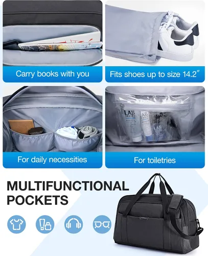 Miniatura 4 de BAGSMART Bolsa de viaje Negro 40L Bolsa de viaje