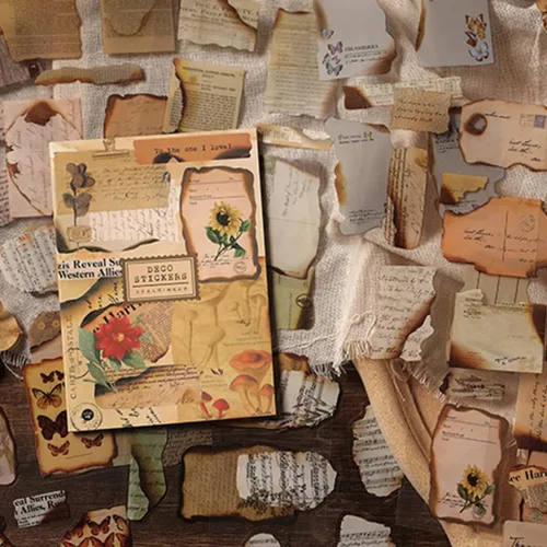 Miniatura 8 de Pegatinas de Junk Journal para Scrapbooking, 120 Piezas de Pegatinas Decorativas Retro de Flores Mariposas Naturaleza Poema Sello Letra para Álbum