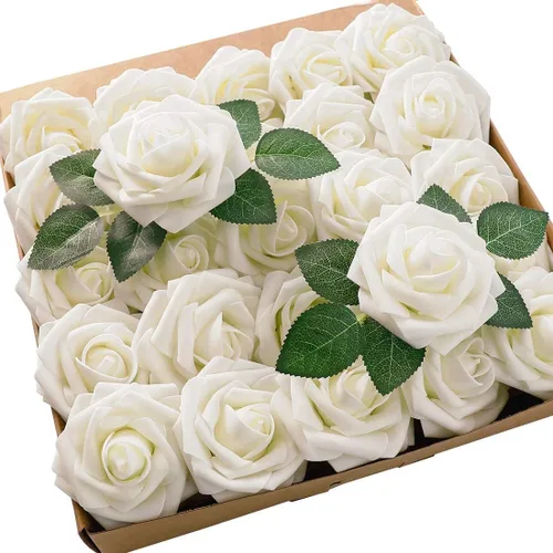 Miniatura 4 de Paquete de 200 hojas verdes artificiales a granel, hojas de rosas falsas para ramos de boda, centros de mesa, decoración de fiesta, 6 hojas