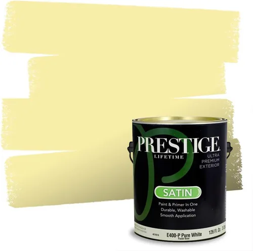 Miniatura 232 de PRESTIGE Pinturas Pintura Exterior e Imprimación En Uno, 1 Galón, Satinado, Pareja Comparable de Benjamin Moore* Amarillo* 320BM-PCM