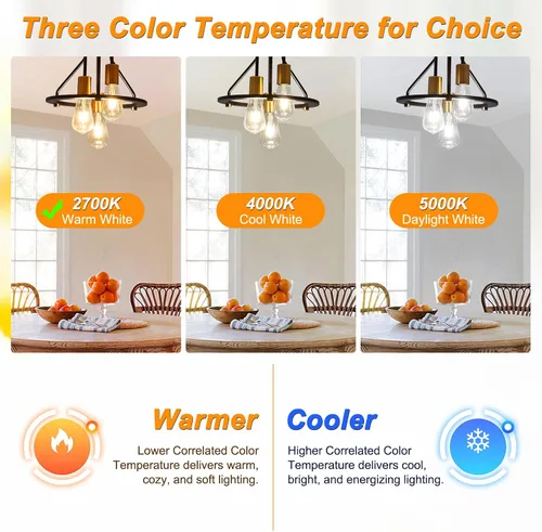 Miniatura 8 de Ascher – Bombillas LED Edison vintage, 6 W, equivalentes a 60 W de bombillas incandescentes, no regulables, luz blanca cálida 2700K, bombillas