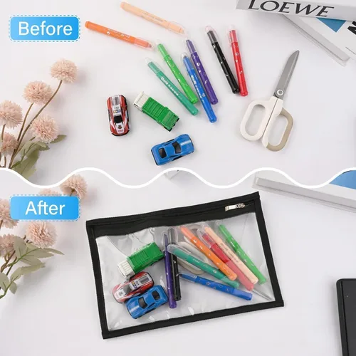 Miniatura 5 de 8 bolsas transparentes con cremallera, lápiz de PVC impermeable, bolígrafo, bolsa de archivos, almacenamiento de maquillaje, sobres, almacenamiento