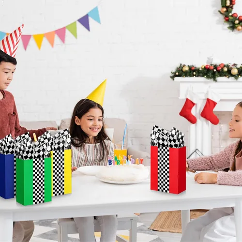 Miniatura 7 de Glenmal Paquete de 16 bolsas de regalo para autos de carreras con papel de seda a granel de 8.3 x 5.9 x 3.1 pulgadas, bolsas de recuerdo de fiesta