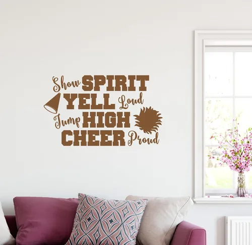 Miniatura 10 de 38"x24" Show Espíritu Yell Loud Jump alta Cheer orgullosos pompones animadora del megáfono calcomanía decorativo para pared arte mural decoración