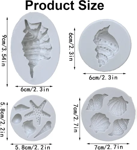 Miniatura 2 de 4 moldes de silicona para pastel de temática marina, conchas y estrellas de mar, moldes para hornear para decoración de tartas, chocolate, caramelo
