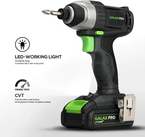 Miniatura 2 de GALAX PRO Impact Driver - Controlador inalámbrico hexagonal de iones de litio de 20 V de 1/4 pulgadas con luz de trabajo LED, 6 puntas