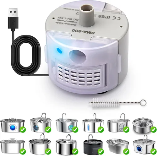 Miniatura 8 de Bomba de fuente de agua para gatos, bomba de repuesto de fuente de agua para mascotas, motor sumergible SMA-800 para repuesto de bomba de fuente
