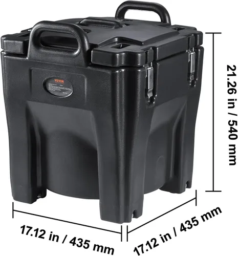 Miniatura 7 de VEVOR Portador de comida aislado, Caja caliente apilable de 32Qt para catering con barril de acero inoxidable, Calentador de alimentos de carga Negro