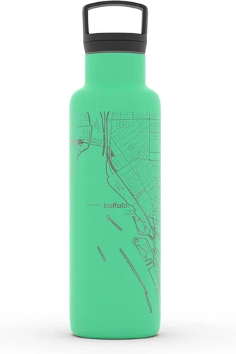 Miniatura 56 de Well Told Botella de agua aislada con mapa de Washington DC grabado, botella de acero inoxidable grabada (21 onzas, blanco) botella aislada de mapa