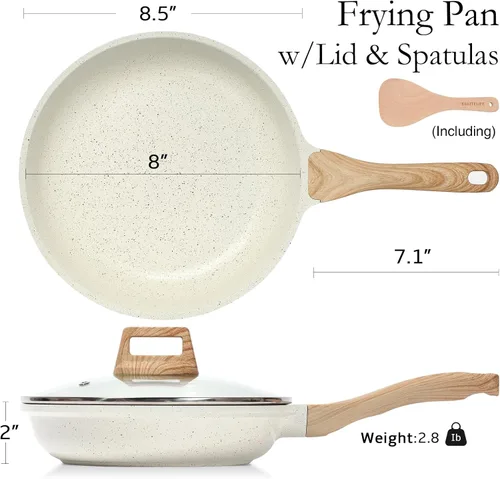Miniatura 2 de ESLITE LIFE Sartén antiadherente de cerámica con tapa, sartenes de cocina no tóxicas para tortilla de huevo compatibles con todas las estufas