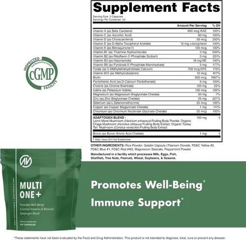 Miniatura 4 de MultiOne - Multivitamínico diario para hombres y mujeres, nutrientes esenciales y minerales para una salud óptima (60 cápsulas)
