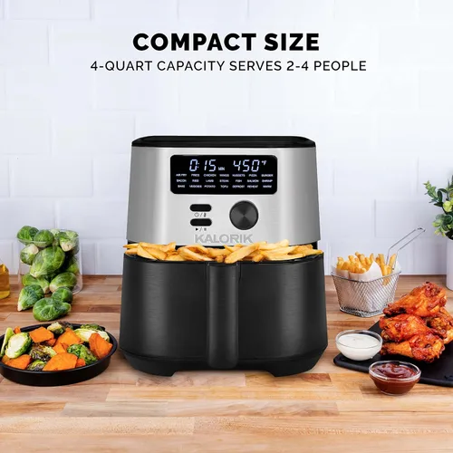 Miniatura 8 de Kalorik MAXX® Freidora de aire digital 7 en 1 de 4 cuartos de galón, pantalla LED, 21 presets inteligentes, 4 accesorios, libro de recetas, 1600 W