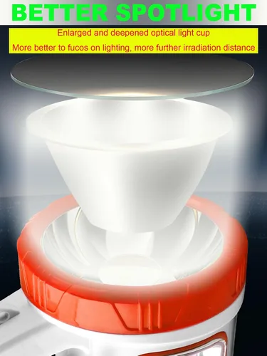 Miniatura 6 de SUYOOULIN Linterna LED recargable solar, súper brillante, 10000 lm, reflector LED de mano, linterna de campamento, luz de trabajo, 5 modos de luz