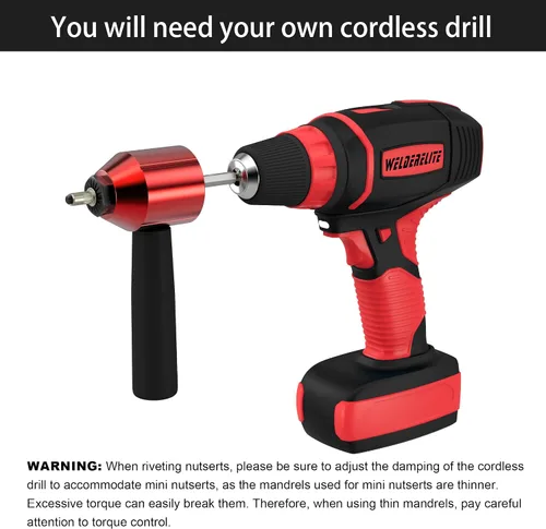 Miniatura 8 de Kit de herramienta adaptador de tuerca de remache WelderElite Contiene 290 tuercas de remache y 13 mandriles