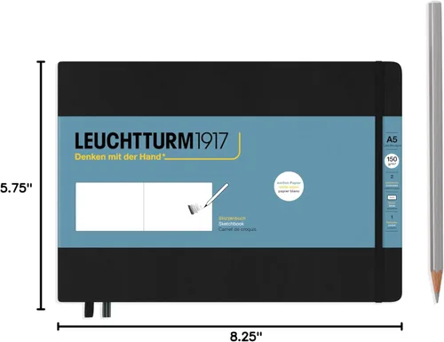 Miniatura 2 de Leuchtturm1917 - Cuaderno mediano de tapa dura para bocetos (negro) - 112 páginas de papel de 150 g/m²