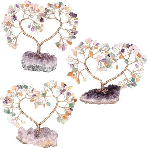 Miniatura 4 de Árbol de la vida de cristal de corazón con base de cristal de amatista natural, decoración espiritual de habitación para Reiki Feng Shui, buena