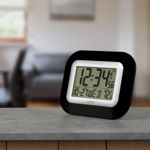 Miniatura 6 de La Crosse Technology, WT-8005U, 9 pulgadas. Reloj atómico digital de pared, Plástico, Negro, 1