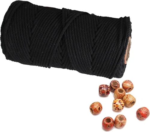 Miniatura 11 de Cordón de macramé de 1/64 pulgadas (0.157 in) de color rosa claro, hilo de algodón natural para tejer a mano a mano, 4 hebras para colgar