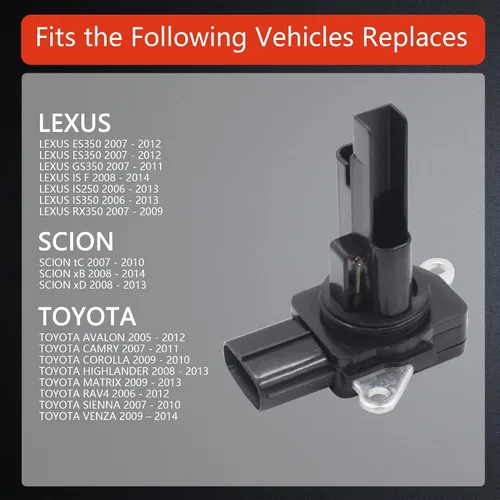 Miniatura 4 de Sensor de flujo de masa de aire MAF Compatible con Lexus ES350 2007-2012; Toyota Avalon 2005-2012; Camry 2007-2011; Highlander 2008-2013; Sienna