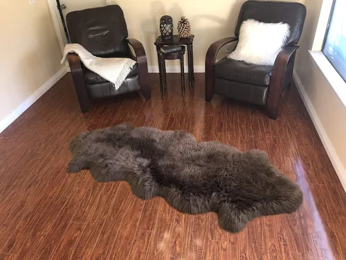 Miniatura 71 de LAMBZY Alfombra sintética de piel de oveja auténtica, con textura inferior gruesa, fuerte, fácil de lavar, resistente a las manchas, perfecta