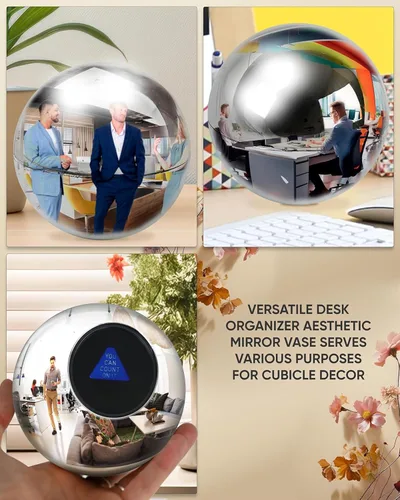 Miniatura 2 de TidyFriend Espejo Convexo Bola de Adivinación Decoraciones de Cubículo - Espejo de Escritorio Magic 8 para Ver Detrás de Ti, Accesorios Estéticos