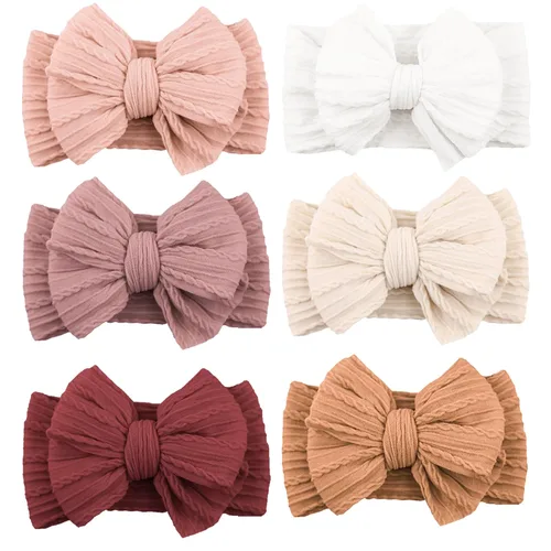 Miniatura 9 de Niceye Diademas hechas a mano para bebés, bandas de cabello suaves y elásticas de nylon con lazos para recién nacidos, bebés y niñas pequeñas