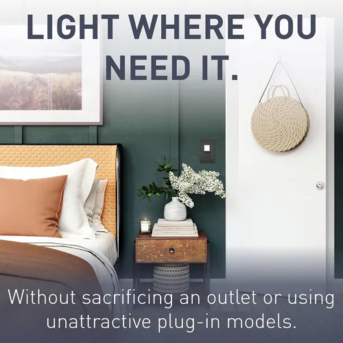 Miniatura 3 de Legrand Radiant Combination - Interruptor basculante de luz nocturna LED ajustable, 3 vías para pasillo, dormitorio, 5 niveles de luz, NTL873BKCC6