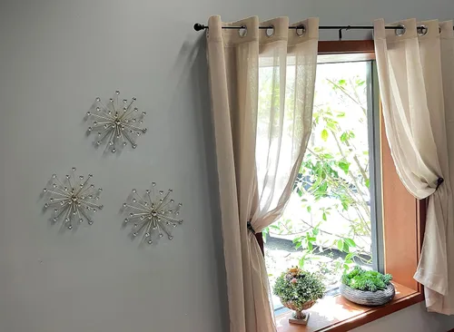 Miniatura 2 de Elico Ltd. Juego de 3 esculturas decorativas de pared de metal con diamantes de imitación glamorosos y detalles de cristal que añaden elegancia