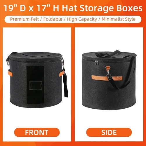 Miniatura 6 de Caja grande para sombreros de 19 pulgadas, cajas de almacenamiento para sombreros para mujeres, grandes y redondas para hombres, cajas plegables