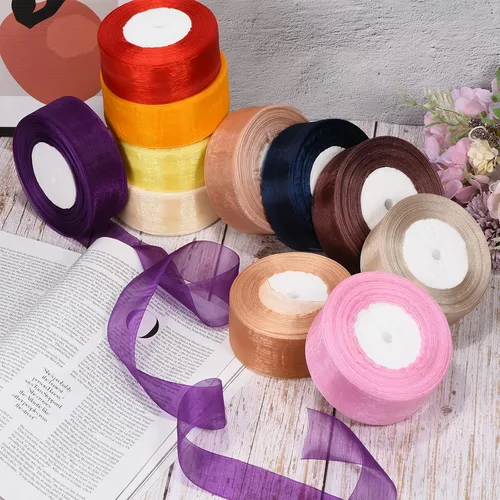 Miniatura 5 de PATIKIL Cinta de organza transparente de 1-37/64 pulgadas, 50 yardas, 1 rollo de tela decorativa de gasa para envolver regalos, manualidades, ramo