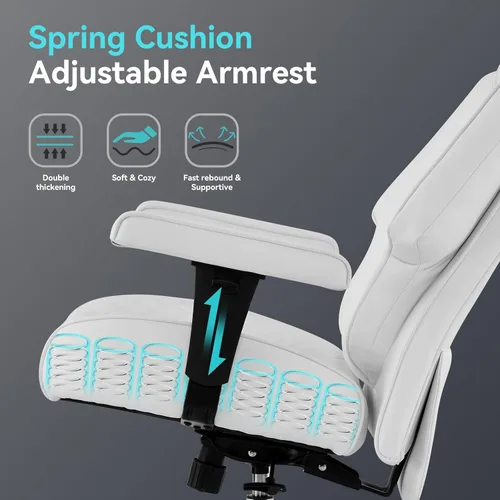 Miniatura 5 de EXCEBET Silla de oficina grande y alta con reposapiés, silla de oficina ejecutiva de piel sintética con respaldo alto, 400 libras, sillas Blanco