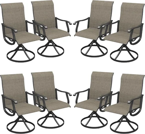 Miniatura 53 de VICLLAX Juego de 2 sillas de comedor giratorias para patio, sillas de exterior de tela de malla de textileno acolchada con reposabrazos para porche