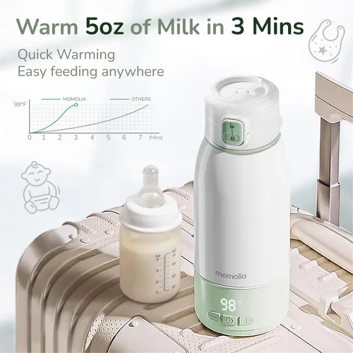 Miniatura 3 de Calentador de leche portátil para viajes, modo de pasteurización, capacidad de 17 onzas, calentamiento rápido de 3 minutos y batería de larga