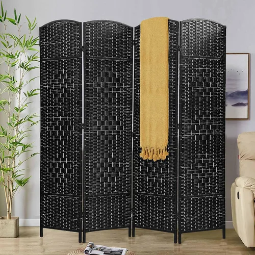 Miniatura 10 de Divisor de habitación plegable de 6 pies con fibra tejida de diamante, divisores de habitación portátiles para interiores y separadores para Marrón
