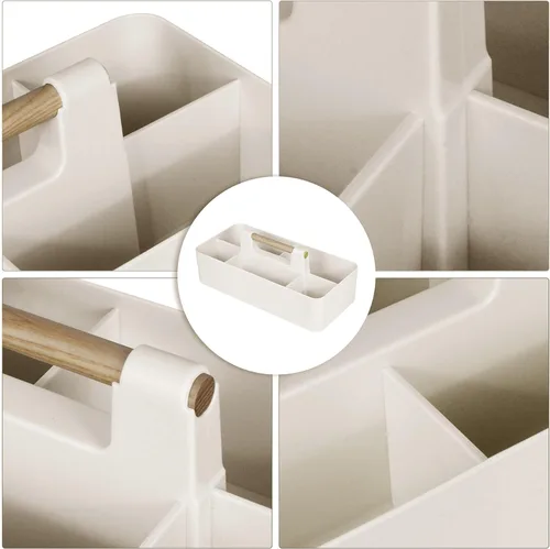 Miniatura 3 de Organizador de plástico para baby shower, organizador portátil de almacenamiento para niños/niños, cesta dividida con mango de madera para baño