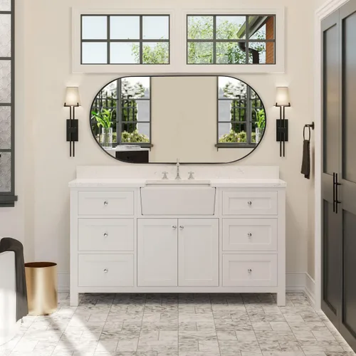 Miniatura 3 de TEHOME Espejo de Baño Ovalado Dorado Cepillado 20x40'' con Forma de Píldora Espejo de Tocador Oblongo con Marco de Metal Espejo de Cápsula