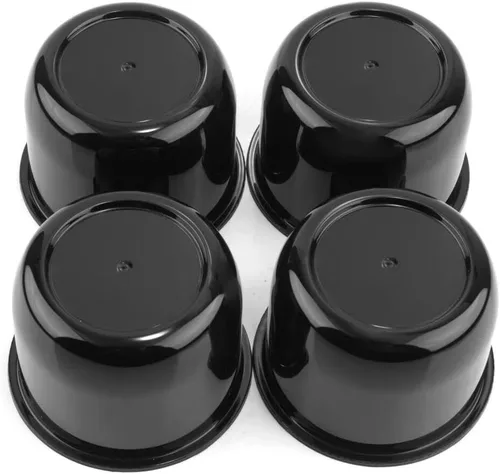 RTrhinotuning 4 unidades de tapas centrales de rueda de 3 pulgadas de plástico, tapas centrales de empuje con brillo negro para remolques, camiones