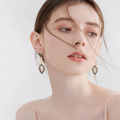 Miniatura 2 de BTOYM Aretes colgantes geométricos dorados, aretes largos de cadena de eslabones bohemios, regalo de joyería para mujeres y niñas