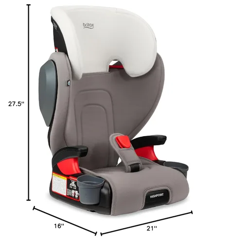 Miniatura 10 de Britax Highpoint - Asiento elevador de posicionamiento con cinturón y sin espaldar, SafeWash, gris ombré